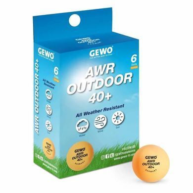 Мячи для настольного тенниса Gewo AWR Outdoor 40+ orange 6шт (96614200) Gewo_931308 фото